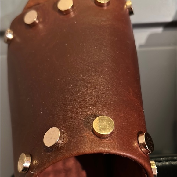 Kelsi Dagger Brown Leather Studded Sandals - Picture 4 of 10